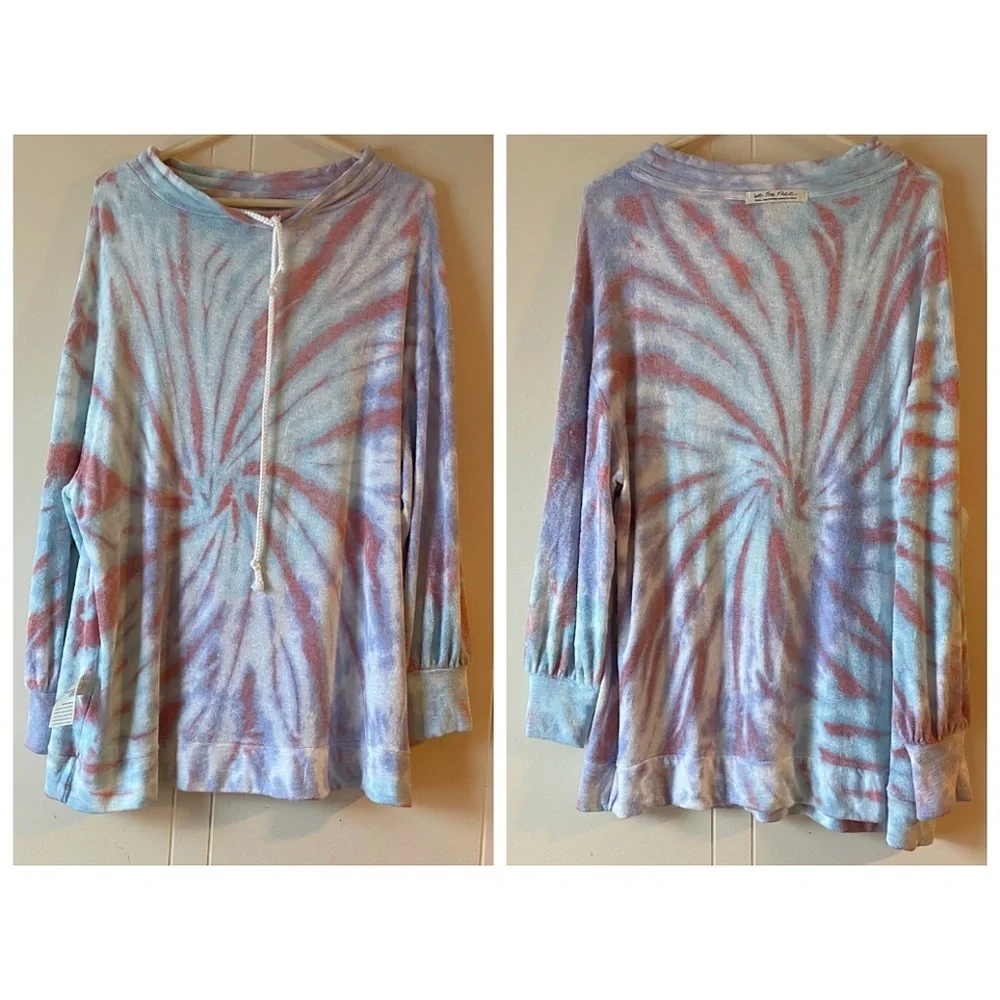 Free People Tie Dye Sweater Drawstring Top